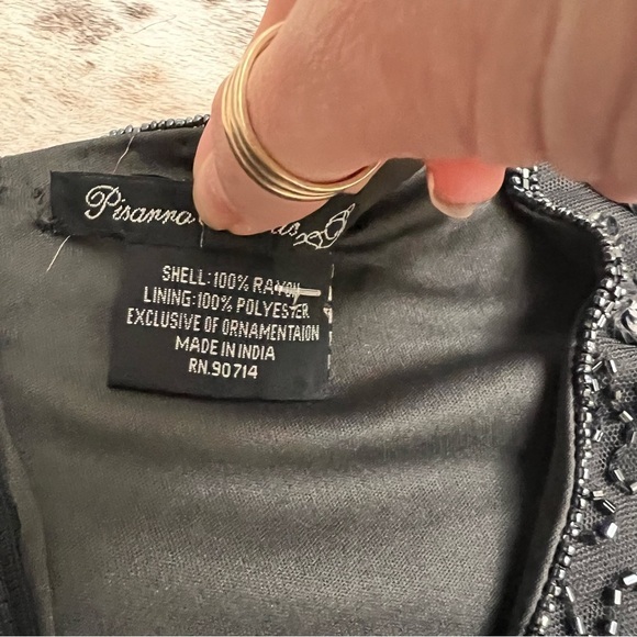 PISARRO NIGHTS Beaded V-Neck‎ Cocktail Dress Size 12 NWOT - Picture 7 of 12